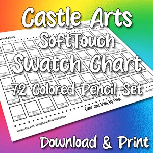 Castle Arts 72 Swatch Page DIY Colored Pencil Charts Download and Print  Digital PDF Letter Size Paper 