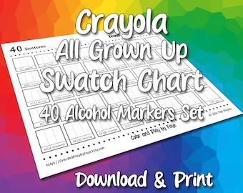 Crayola 40 Alcohol Marker Swatch Chart | All Grown Up Set | Printable PDF Coloring Page