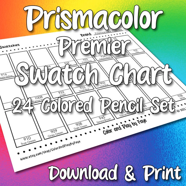 Page d'échantillons Prismacolor Premier 24 | Tableaux aux crayons de couleur à faire soi-même | Télécharger et imprimer | PDF numérique | Formats de papier US Letter et A4