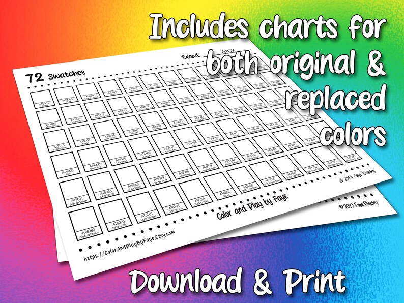 Arrtx 72 Swatch Chart for Colored Pencil Set | DIY Printable PDF Color ...