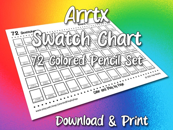 Castle Arts 72 Swatch Page DIY Colored Pencil Charts Download and Print  Digital PDF Letter Size Paper 