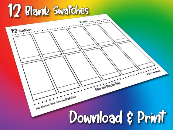 12 Swatch Blank Color Chart Printable Page DIY Color Chart - Etsy