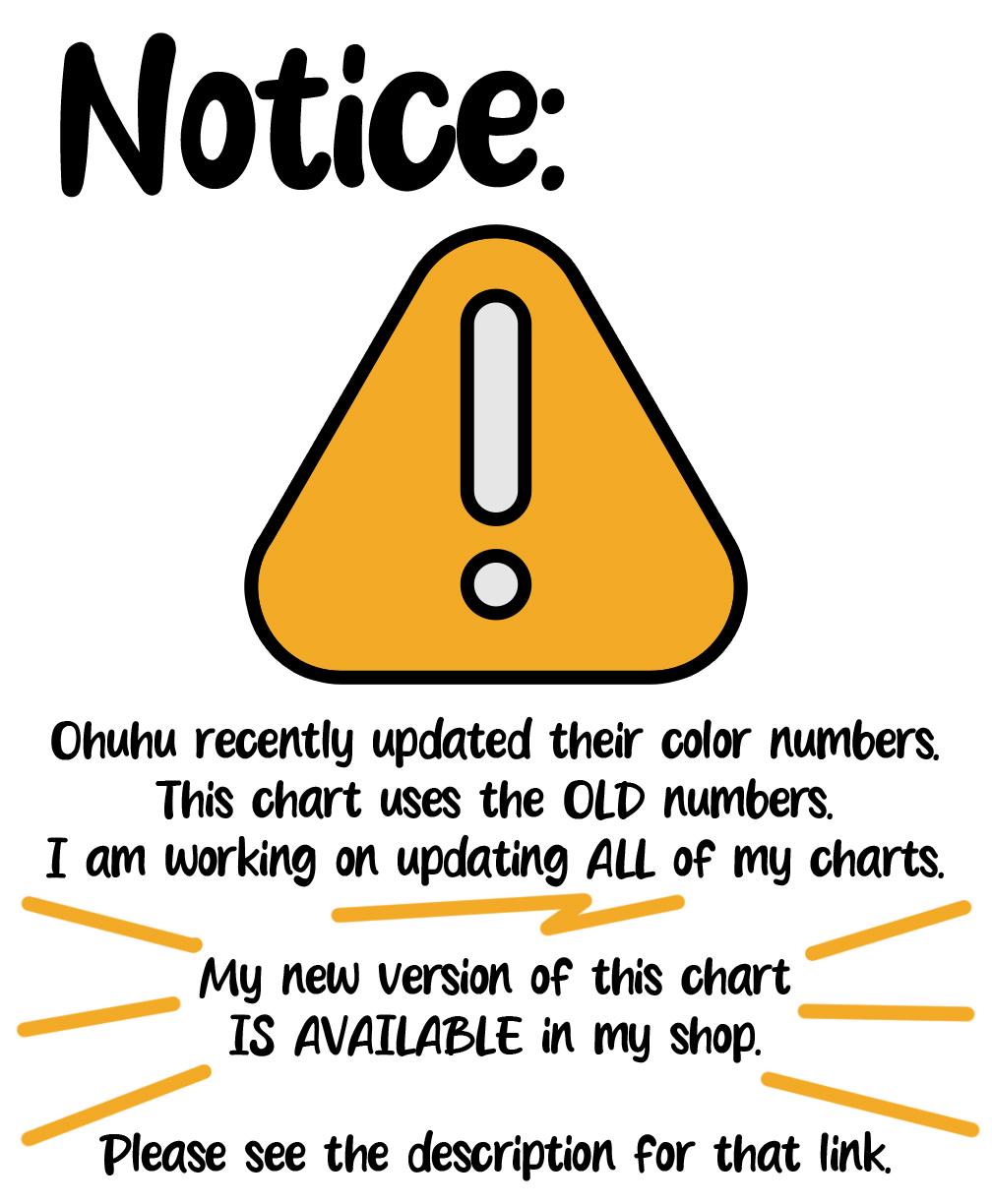 Ohuhu Honolulu Alcohol Marker Swatch Chart (Old Numbering) - Printable PDF