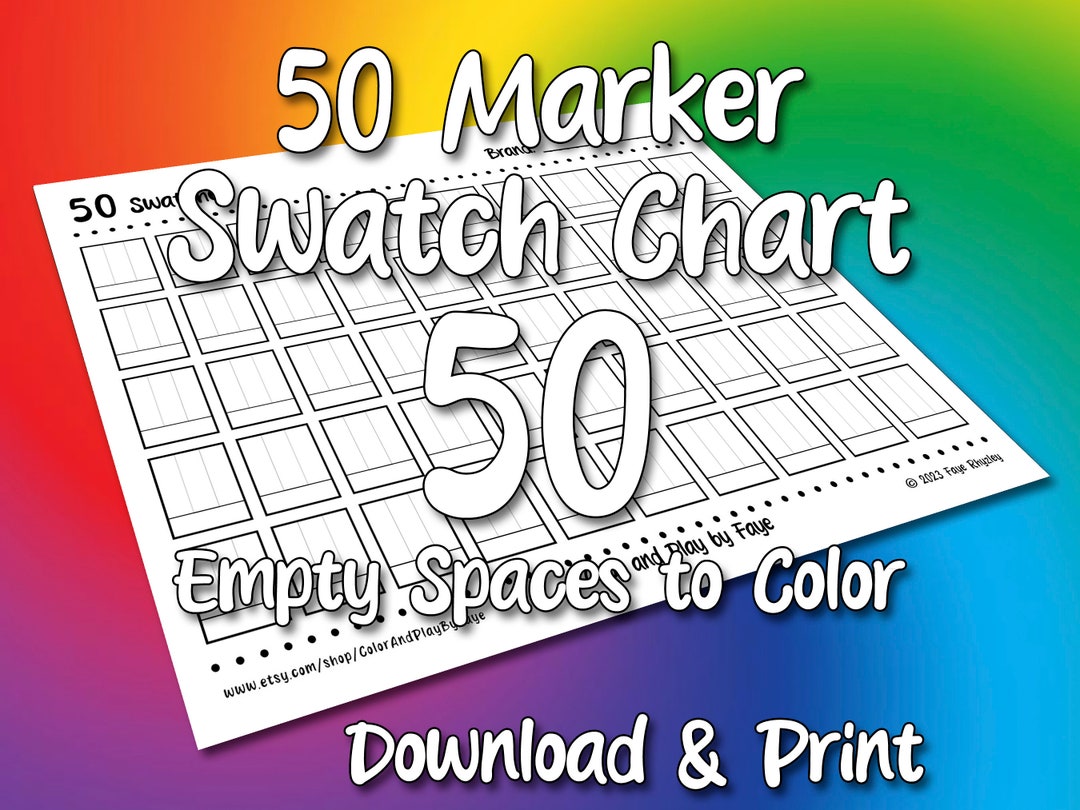 50 Marker Swatch Blank Color Chart Printable Page | DIY Color Chart ...