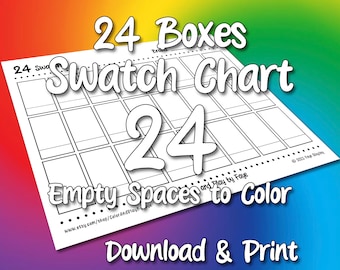 Swatch Chart 24 for Colored Pencils or Other Media | DIY Printable PDF Color Chart Swatch Page | US Letter & A4 Size Paper