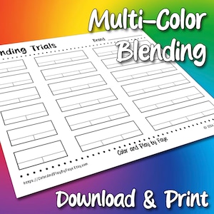 Tabla de pruebas de mezcla en blanco / Página de muestras de la tabla de colores en PDF imprimible DIY / Papel tamaño carta y A4 (EE. UU.)