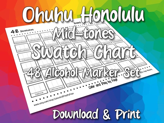 Ohuhu Honolulu 48 Colors Art Marker Set Swatch Template DIY Single Page  Color Swatch Printable Digital PDF Template Instant Download 