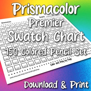 Prismacolor 150 Swatch Chart für Premium Buntstifte | DIY druckbare PDF-Farbkarte Musterseite | US Letter & A4 Papier