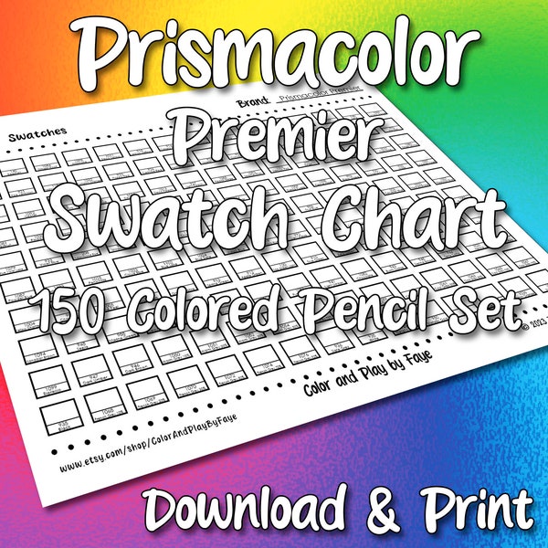 Prismacolor Premier 150 Musterseite | DIY Buntstift-Diagramme | Herunterladen und Drucken | Digitales PDF | US-Letter- und A4-Papierformate