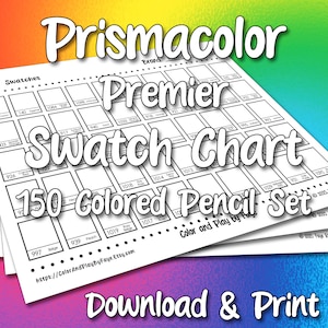 Prismacolor 150 Swatch Chart for Premier Colored Pencil Set | DIY Printable PDF Color Chart Swatch Page | US Letter & A4 Size Paper