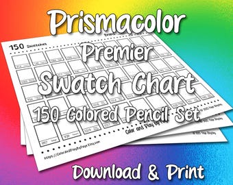 Prismacolor 150 Swatch Chart for Premier Colored Pencil Set | DIY Printable PDF Color Chart Swatch Page | US Letter & A4 Size Paper