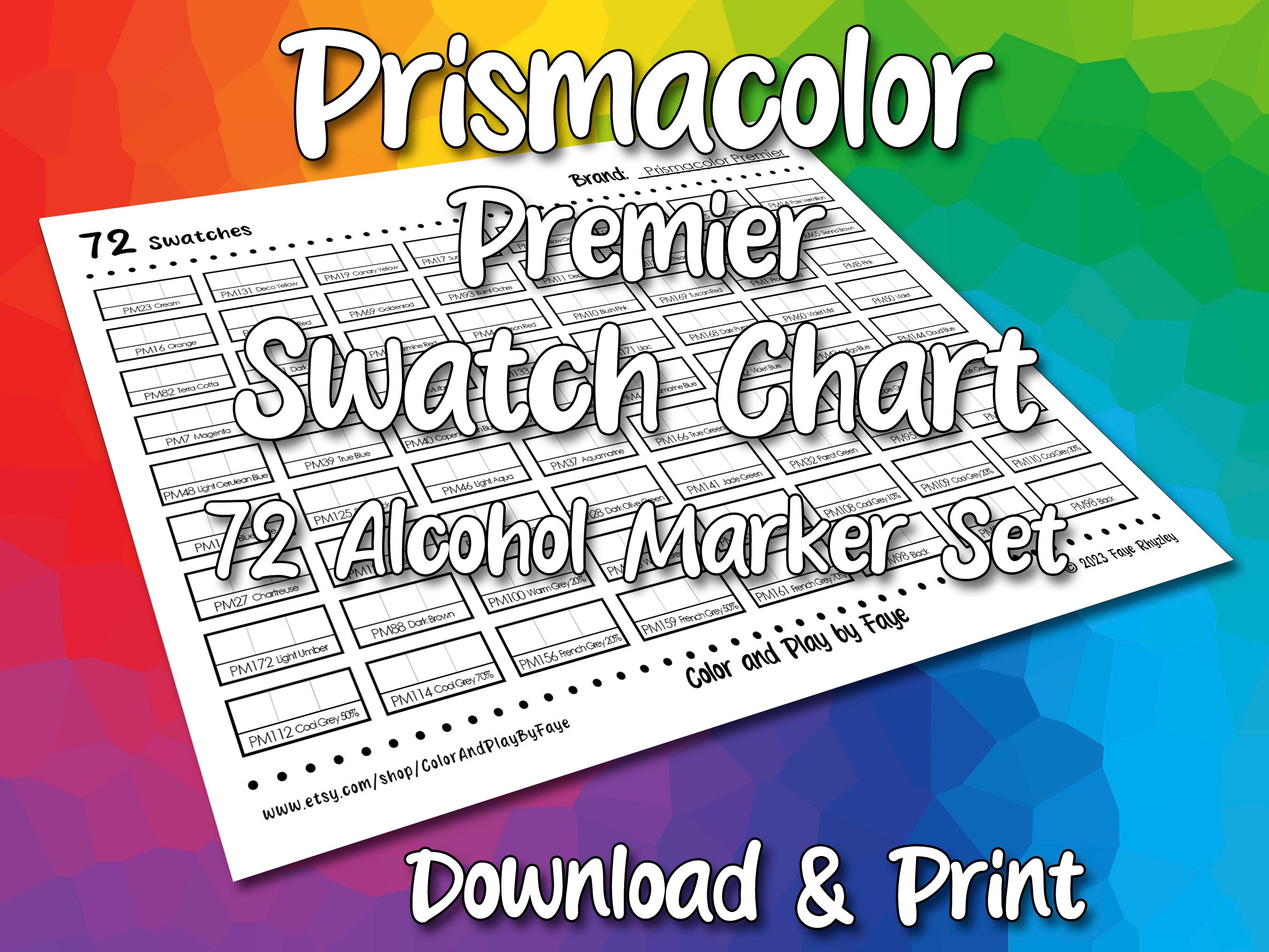 Prismacolor 72 Swatch Chart for Chisel Tip Art Marker Set | DIY ...