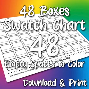 Tabla de muestras 48 para lápices de colores u otros materiales / Página de muestras de la tabla de colores en PDF imprimible / Papel tamaño carta y A4 (EE. UU.)