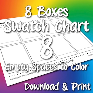 Tabla de muestras 8 para lápices de colores u otros materiales / Página de muestras de la tabla de colores en PDF imprimible / Papel tamaño carta y A4 (EE. UU.)
