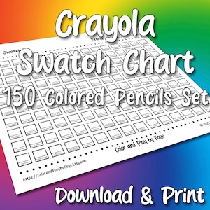 Crayola 150 Swatch Chart for Colored Pencil Set | DIY Printable PDF Color Chart Swatch Page | US Letter & A4 Size Paper