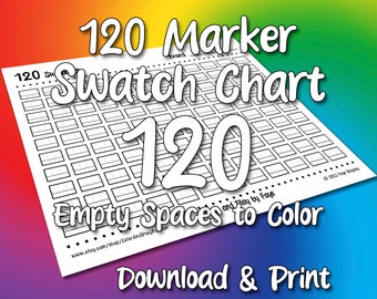 120 Marker Swatch Chart | DIY Printable PDF Color Chart Swatch Page | US Letter & A4 Size Paper