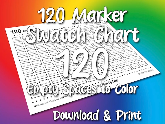 120 Marker Swatch Blank Color Chart Printable Page DIY Color Chart Download  and Print at Home Digital PDF US Letter Size Paper -  Israel