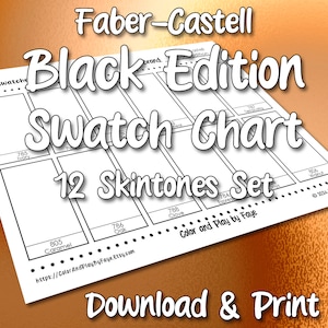 Faber Castell Black Edition 12 kleurpotlodenset voor huidtinten (inclusief namen!) | Pagina met DIY-pdf-kleurenkaart | VS- en A4-papier