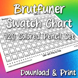 Tabla de muestras Brutfuner Square 120 para lápices de colores al óleo / Página de muestras de la tabla de colores imprimible en PDF / Papel tamaño carta y A4 (EE. UU.)