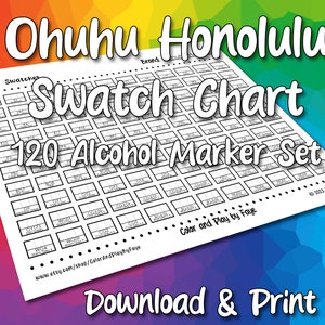 Blank Color Swatch Chart for Ohuhu 320 Honolulu Alcohol Marker Set brush &  Chisel 