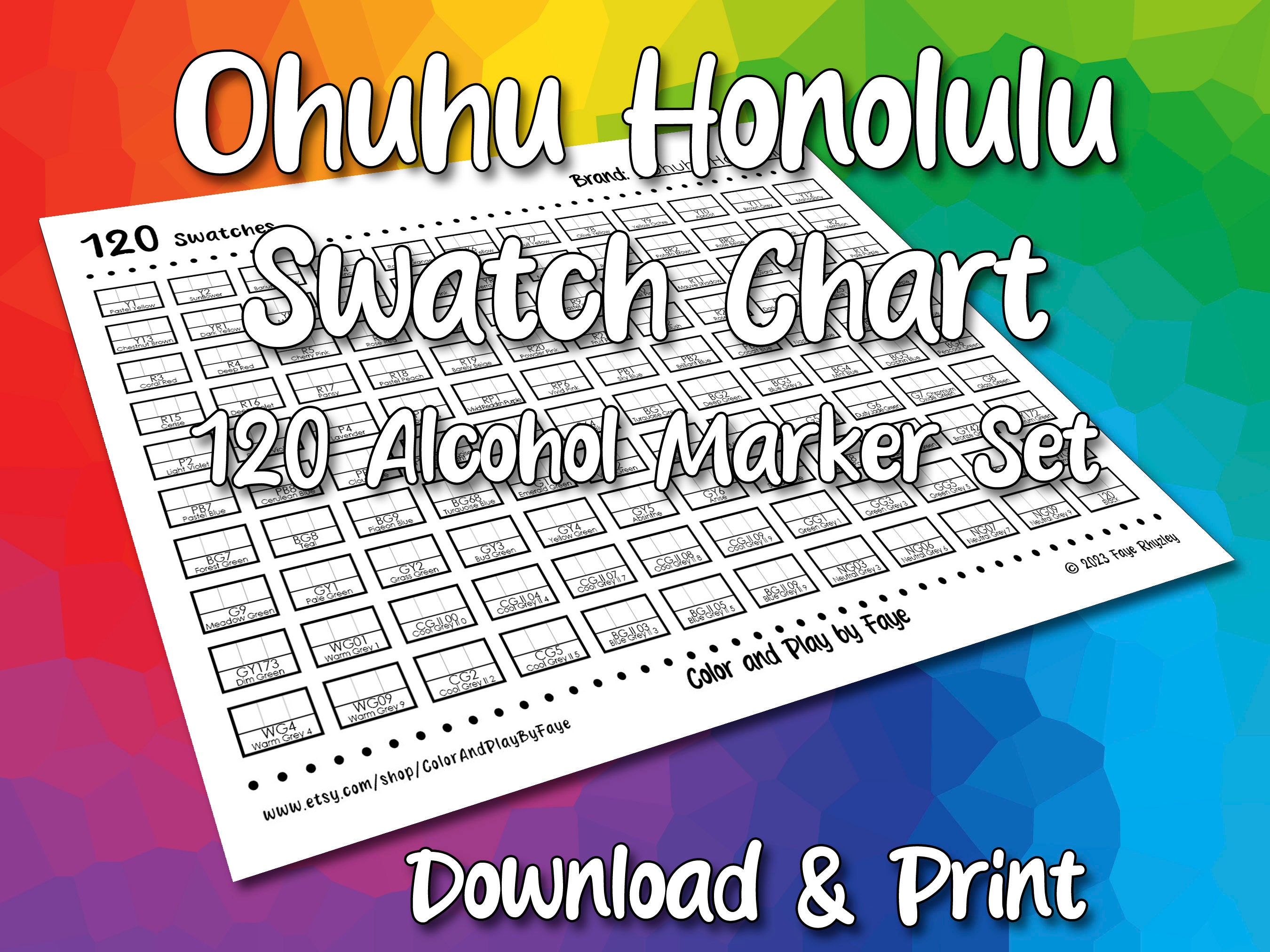 PDF digitale Ohuhu Honolulu 320 Colori Art Marker Set Swatch Template / DIY  4-Page Color Swatch / Modello stampabile / Download istantaneo -  Italia