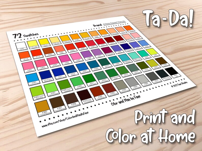 Arteza Expert 72 Swatch Chart Bundle DIY Colored Pencil Charts Color ...