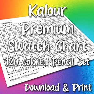Kalour 120 nuanciers pour lot de crayons de couleur haut de gamme | Page d'échantillons de nuancier PDF imprimable DIY | Papier au format Lettre US et A4