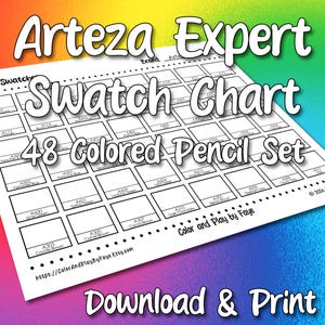 Arteza 48 Swatch Chart für Expert Buntstifte Set | DIY druckbare PDF-Farbkarte Musterseite | US Letter & A4 Papier
