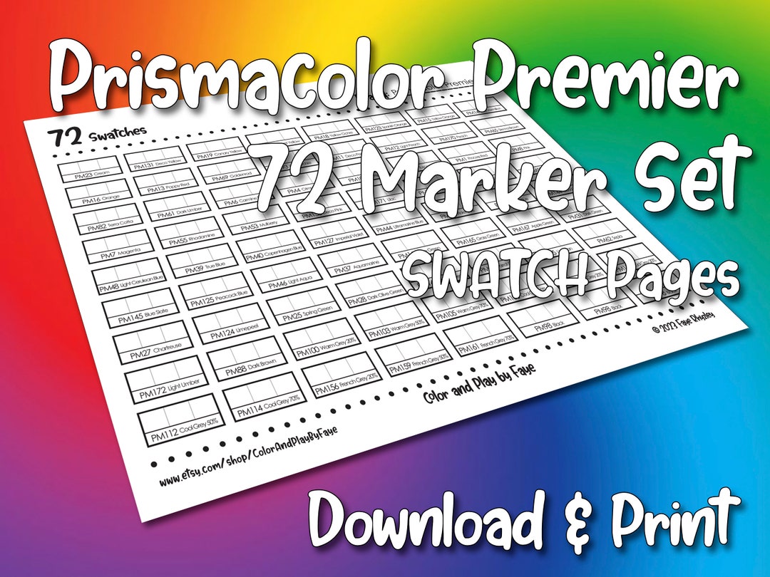 Prismacolor 72 Marker Swatch Blank Chart Printable DIY Color - Etsy