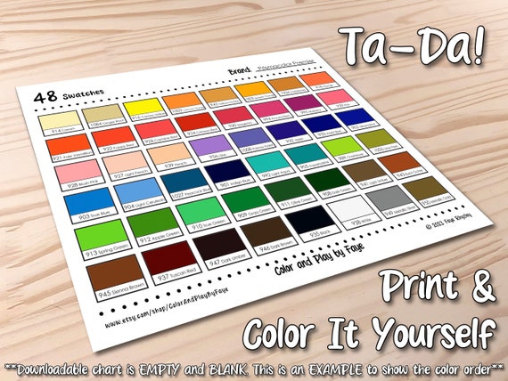 Prismacolor Premier 48 Swatch Page DIY Colored Pencil Charts Download and  Print Digital PDF US Letter & A4 Paper Sizes - Etsy