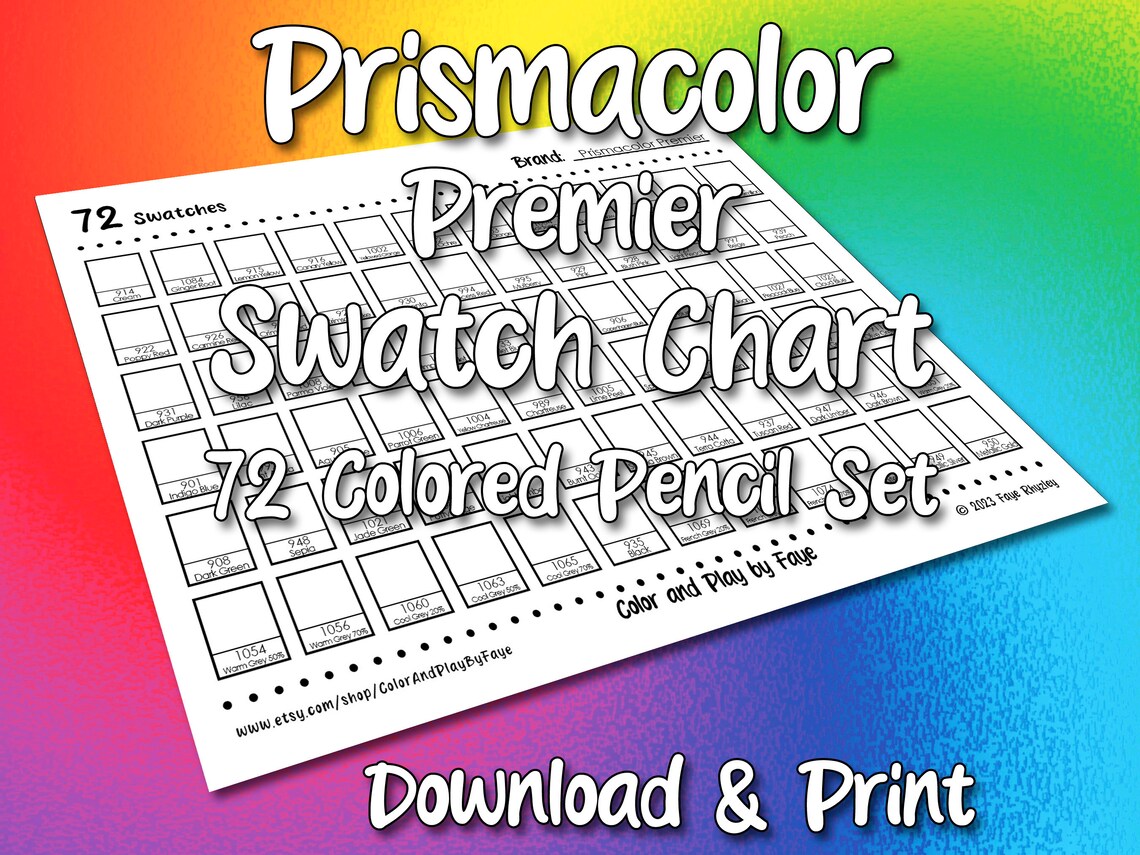 Prismacolor Premier 72 Swatch Page DIY Colored Pencil Charts Download ...