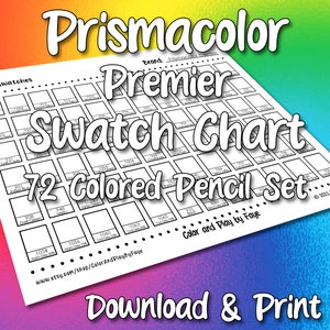 Prismacolor Premier 72 Swatch Page | DIY Colored Pencil Charts | Download and Print | Digital PDF | US Letter & A4 Paper Sizes