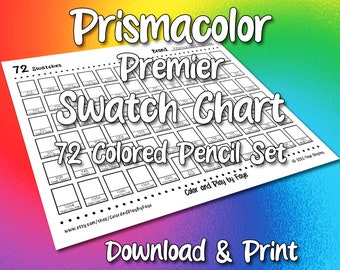 Prismacolor 72 Swatch Chart for Premier Colored Pencil Set | DIY Printable PDF Color Chart Swatch Page | US Letter & A4 Size Paper