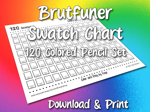 Brutfuner square Pencils 120 Colored Pencil Set DIY Color Chart