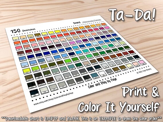 Prismacolor Premier 150 Swatch Page DIY Colored Pencil Charts