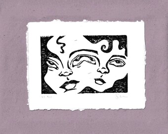 Two Faced Ink Block Print