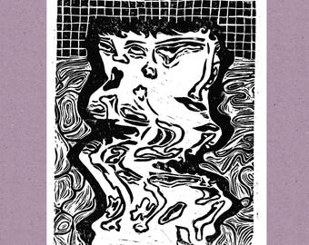 Swimming Ink Block Print