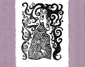 Spirals Ink Block Print