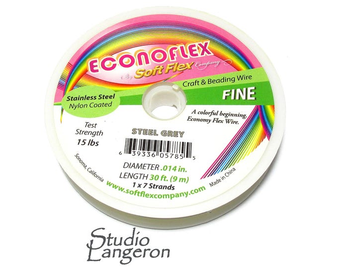 EconoFlex very fine Beading Wire .014 (0.36mm) silver color, Wire, EconoFlex, Beading fine wire, Beading, Silver - 1 spool (30 Feet)