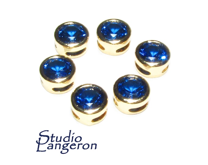 14K yellow gold filled decorative round beads with blue topaz size 6.2x3.8 mm, Jewelry making, Gold filled beads, Blue topaz - 1 piece
