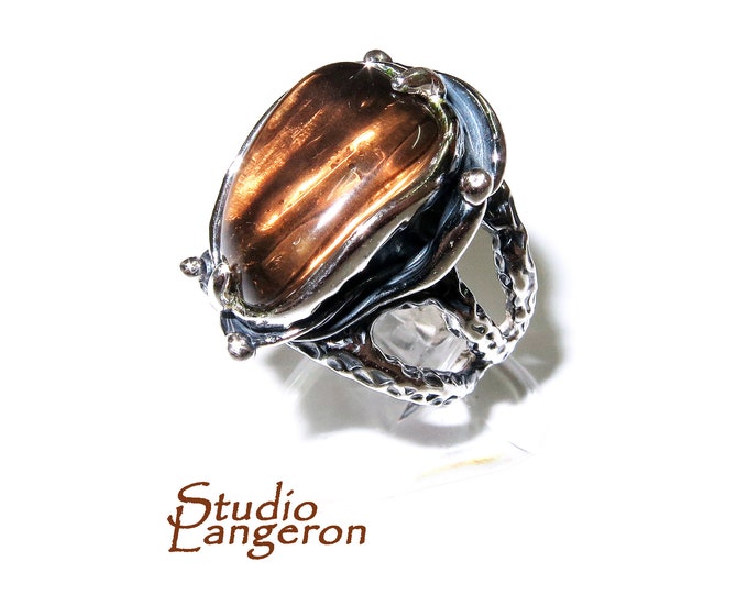 Statement Rauch topaz ring 925 sterling silver size 5, handmade ring, single copy, unique design, Rauch topaz, silver ring, gemstone