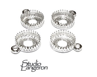 10 mm size 925 Sterling Silver Round Bezel Cups with closed ring, Bezel cup, Setting, Silver bezel cup, Jewelry making, Mounting - 1 piece