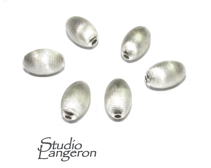 925 Sterling Silver Oval Sandblasted Beads size 6x10 mm, Sandblasted beads, Satin finish Beads, Spacer Oval Beads, Jewelry making - 1 piece