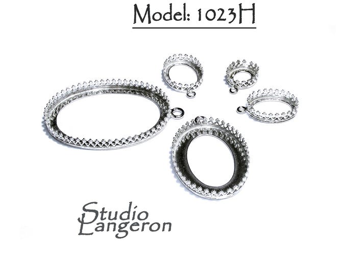 925 Sterling Silver Oval Bezel Cups sizes 6x8-30x40mm, bezel cups, Jewelry making, Setting, Blank pendants - 1 piece