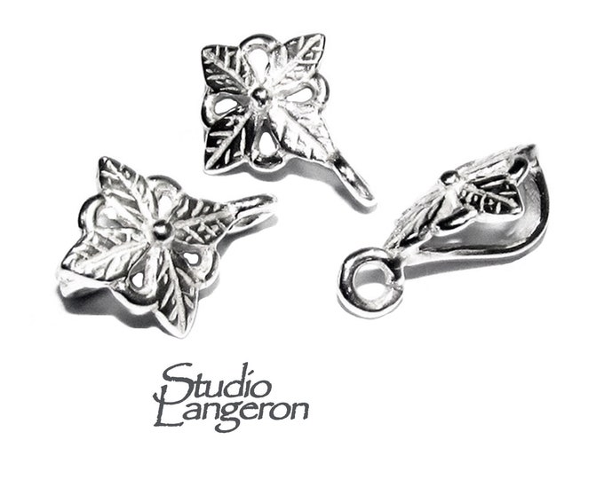 925 Sterling silver decorative Pendant Bails with loop, silver Bail, Jewelry making, Bail finding, bail for pendant, 925 silver - 1 piece