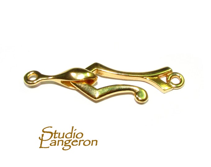 14K Yellow Gold filled Hook Eye Large Clasp, Gold Filled, Hook Eye clasp, Clasp findings, Jewelry making, Gold Filled clasp - 1 piece