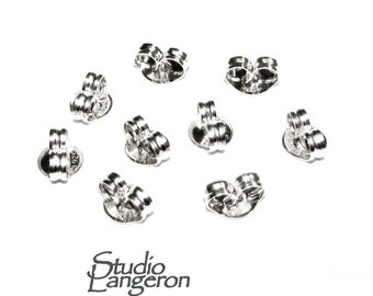 925 Sterling silver Friction Ear Nuts size 4 mm, Butterfly Earring Backs, Jewelry making, Earring Findings, Sterling silver backs - 1 pair