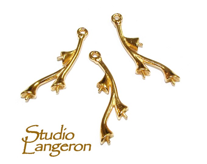 14K yellow gold filled twig blank pendant 28х9.5 mm, pendant gold filled, base pendant, Jewelry making, blank pendant, Setting - 1 piece
