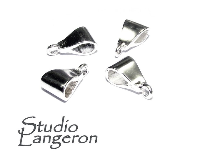 925 Sterling Silver Slide Pendant Bails 10x5.4 mm with Open Ring, Bail with ring, Jewelry making, Silver bail, Bail findings - 1 piece