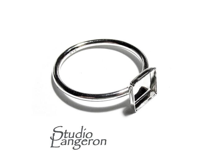 925 sterling silver blank ring with bezel cup 6x6mm size 4, 5, 6, 7, 8, 9, 10, 11, silver ring, bezel cup, setting, base ring - 1 piece
